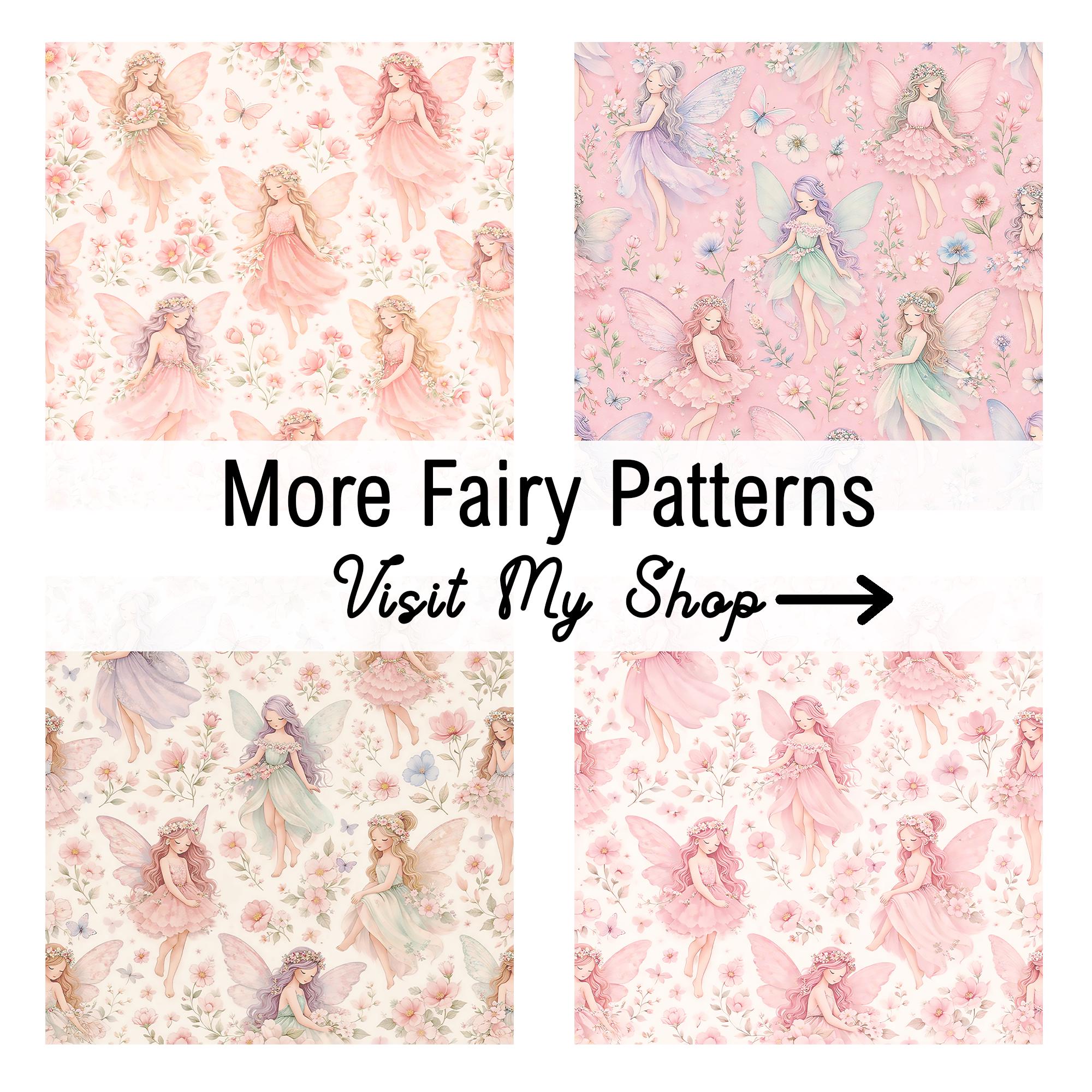Pastel Fairies Seamless Pattern: Watercolor Floral Digital Paper ...