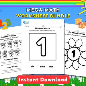 Preschool math worksheets printable,Counting and colouring sheets,homeschool printables,math activities,mathematics worksheets for kids