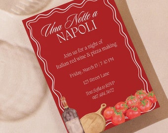 Una Notte a Napoli | Dinner Party Invitation | Pizza Making Party | Editable Design Template