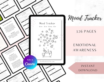 Mood Tracker Printable, A Year In Pixels, Mood Journal, Emotion Tracker, Mood Chart, Wellness Planner, Yearly Mood Tracker, happiness chart