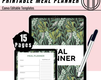 Planificador de comidas digital, plantilla de plan de comidas, preparación de comidas, plantilla de plan de comidas, planificador de comidas imprimible, diario de comidas semanal, rastreador de comidas