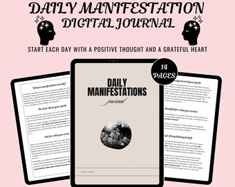 Diario de manifestación diaria / Planificador de afirmaciones positivas / Libro de ejercicios de manifestación en descarga digital / Diario de amor propio y establecimiento de metas