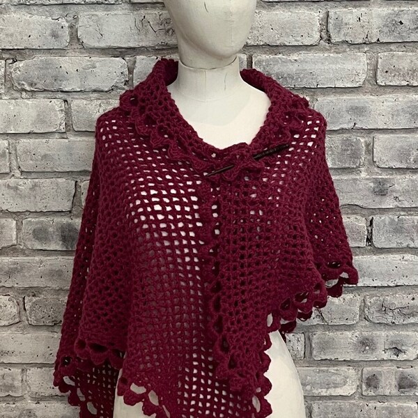 Handmade Crochet Scarf Shawl Fuscia