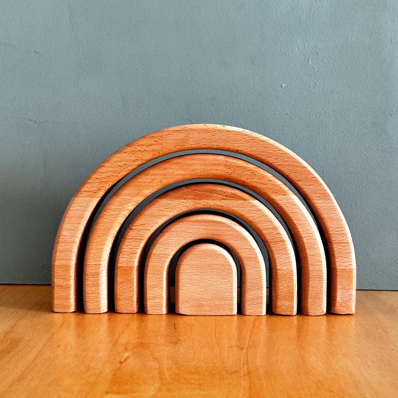 Stacking Arch Wooden Rainbow Wooden Building Blocks Wooden Toy Arch ...
