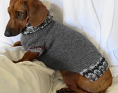 Miniature DACHSHUND Turtleneck Wool Sweater (Multi Colored GREY) Size XS (Male 14 inch Length) Plus 2 Free Gifts