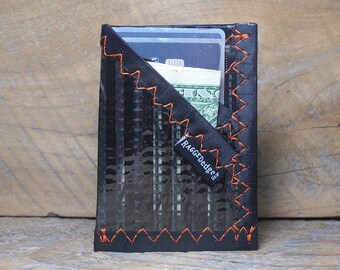 Card Wallet - Carbon Fiber Black/Orange - USA Made - Vegan - Durable