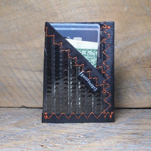 Cartera para tarjetas - Fibra de carbono Negro/Naranja - Fabricada en EE. UU. - Vegana - Duradera