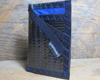 Card Sleeve ID Wallet  - Carbon Fiber Black / Blue - USA Made - Vegan - Minimalist