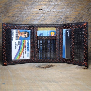 Trifold ID Wallet USA Made WhiteX / Orange Vegan Durable image 3