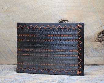 Carbon Fiber Bifold  ID Wallet - USA Made - Vegan - Black / Orange