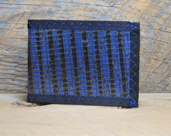 Carbon Fiber Bifold  ID Wallet - USA Made - Vegan - Black / Blue