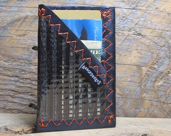 Card Sleeve ID Wallet -  Carbon Fiber Black / Orange - USA Made - Vegan