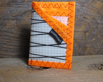 Card Sleeve ID Wallet - RFID Blocking - USA Made - Vegan - Made Right, Built to Last - WhiteX / Orange