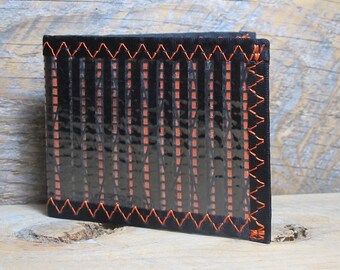 Carbon Fiber Bifold  ID Wallet - USA Made - Vegan - Black / Orange