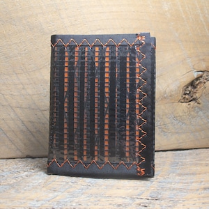 Cartera triple para identificación de fibra de carbono - Fabricada en EE. UU. - Negro / Naranja - Vegana