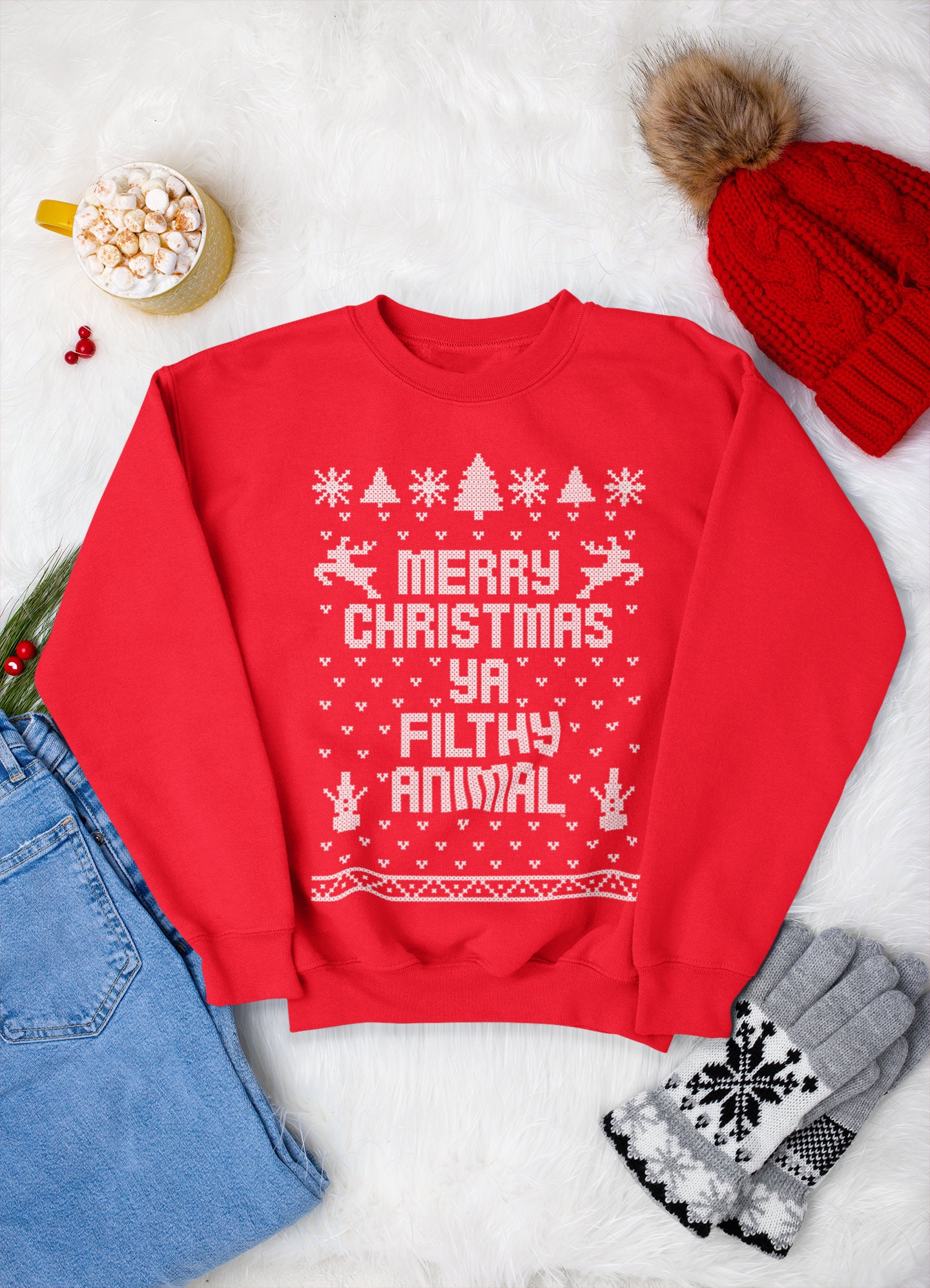 merry christmas you filthy animal jumper mens