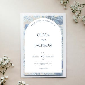 Vintage Dusty Blue Wedding Invitation,Dusty Blue Wedding Invitation Template Download,Wedding Invitation Template,Modern Wedding Invitation