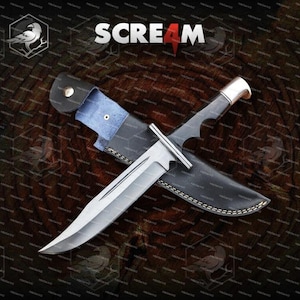 Scream Replica Knife: Bloody Ghostface Replica Buck 120 Hunting Knife | Movie Replica | Horror Movie Prop | Real Blade | Anniversary Gift