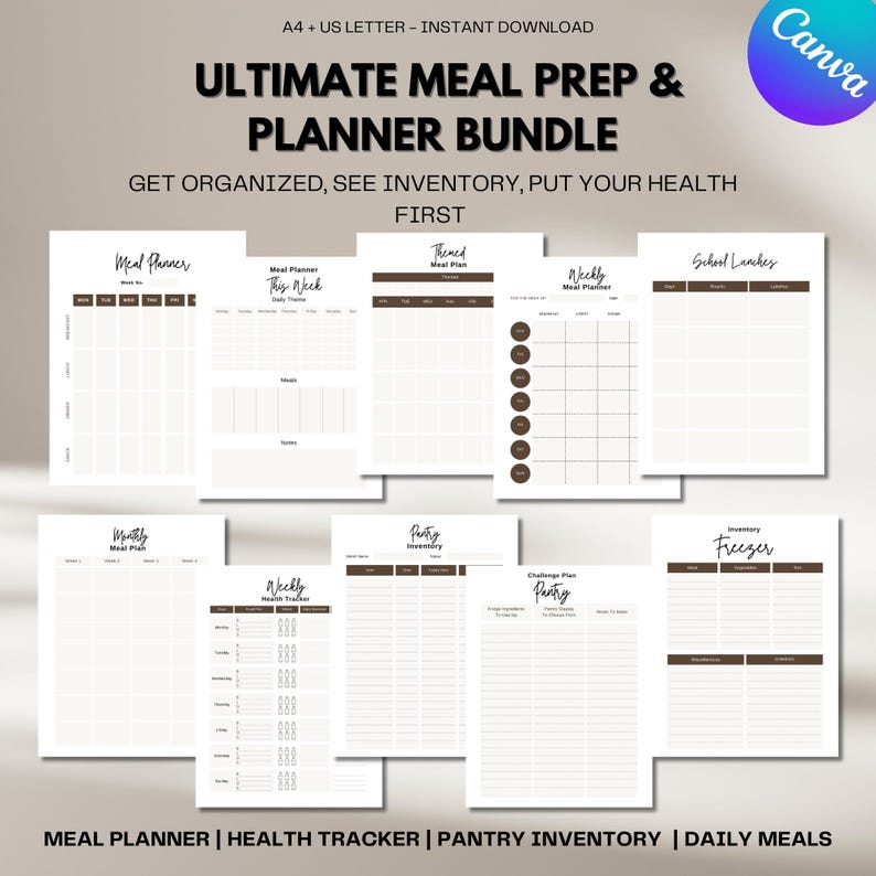 Weekly Meal Planner Template Printable Food Organizer Grocery & Meal ...