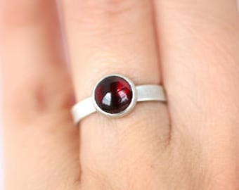 Red Garnet and Sterling Silver Ring | Garnet Ring | Recycled Sterling Silver Ring