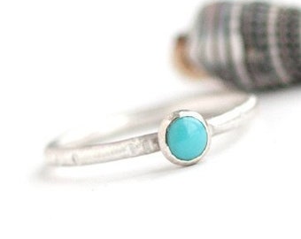 Silver Turquoise Ring | Stackable Turquoise Ring | Turquoise Stacking Ring