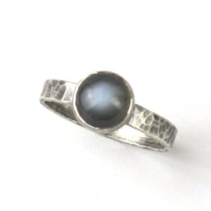 Black Moonstone Ring Oxidized Sterling Silver Moonstone Rings Stackable Moonstone Ring Black Silver Moonstone Ring TOTAL ECLIPSE image 1