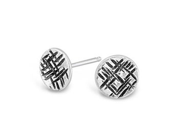 Modern Round Abstract Silver Stud Earrings With 100 dollar purchase