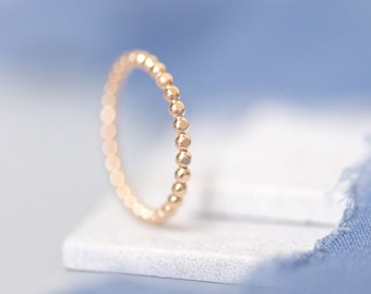 14k Gold-Filled Beaded Ring Band - LITTLE DROPS