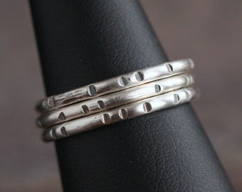 Little Joy - Simple Oxidized and Textured Sterling Silver Ring Band