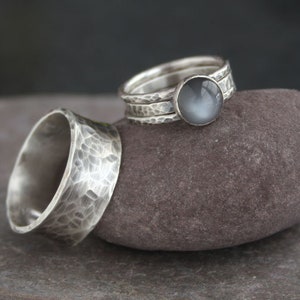 Black Moonstone Ring Oxidized Sterling Silver Moonstone Rings Stackable Moonstone Ring Black Silver Moonstone Ring TOTAL ECLIPSE image 6