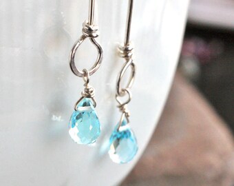 Serenity - Handmade Sterling Silver and Sky Blue Topaz Dangling Earrings