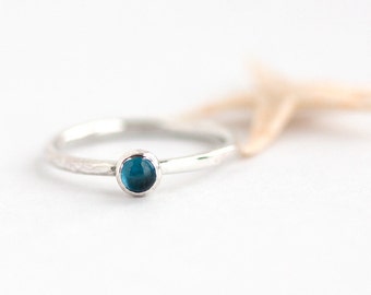 London Blue Topaz and Sterling Silver Ring | Stackable ring