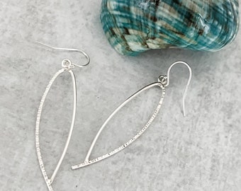 Silver Oval Dangle Earrings RIPPLE