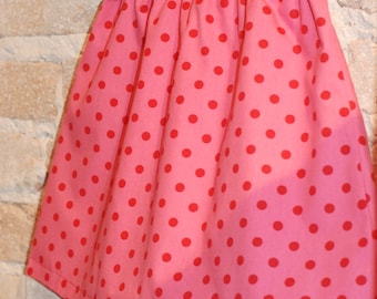 Pink and Red Polkadots A-line Skirt - modern toddler girls clothing - fall fashion - made to order - sizes 2T 3T 4 5 6 7 8