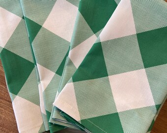 Green Gingham Check Plaid - Modern Cloth Dinner Napkins - Eco Friendly - Set of 4 - Eco Chic Fall Entertaining - Gifts Under 30