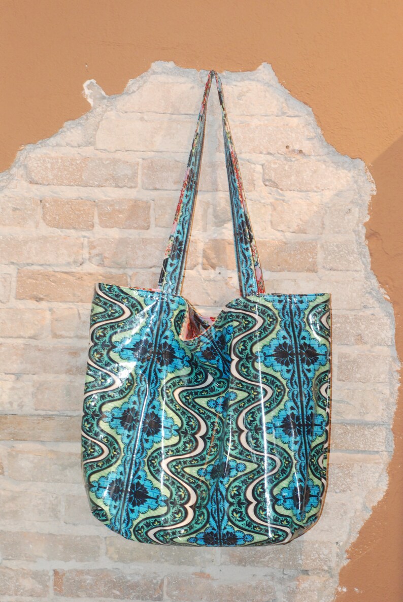 Large Laminated Cotton Tote Bag waterproof fabric Etsy