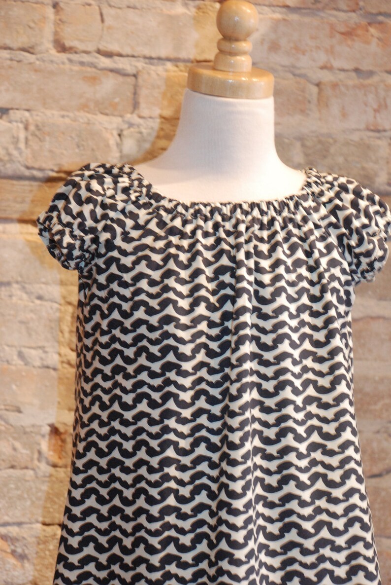 Modern Graphic Grey White Peasant Dress  girls kids fall image 1