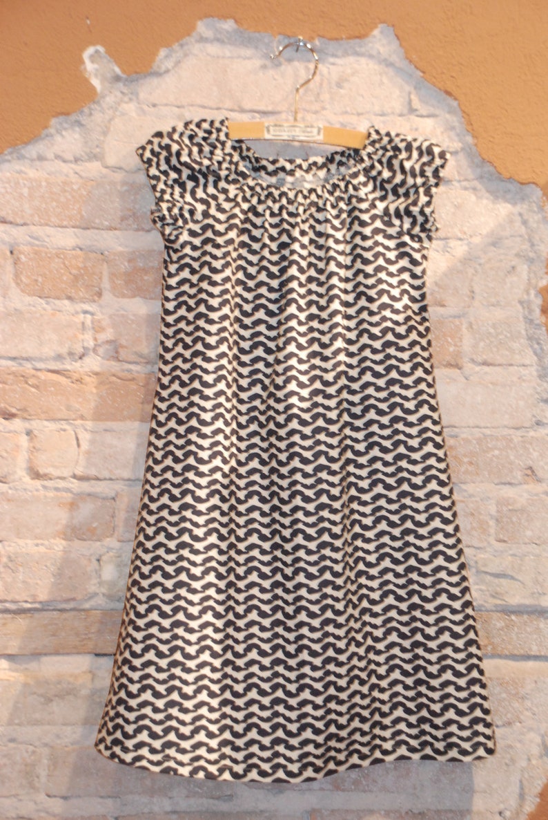 Modern Graphic Grey White Peasant Dress  girls kids fall image 0