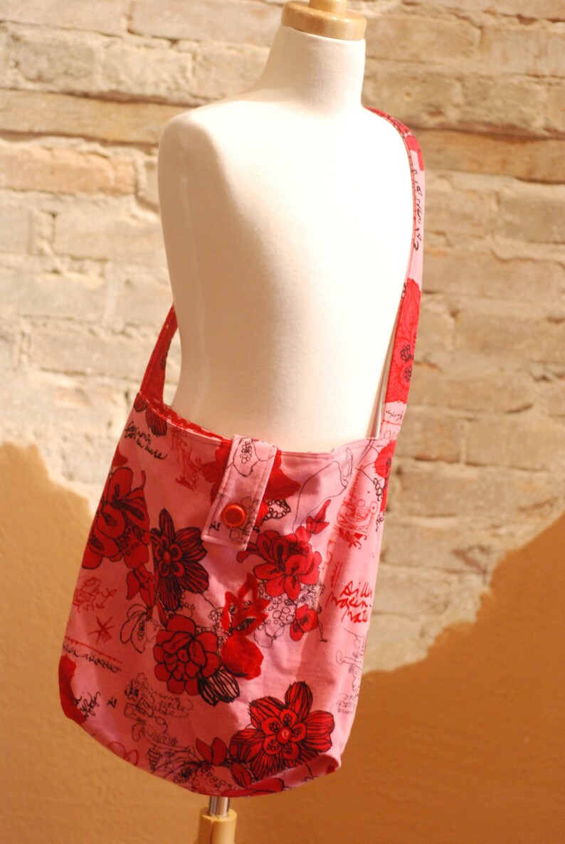 Tween Teen Tote Bag hip bag modern fashionista Pink Red Etsy