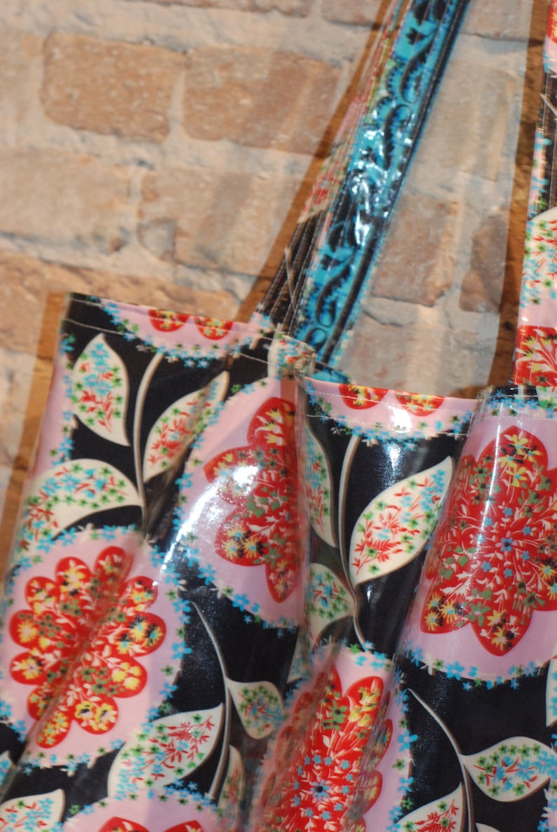 Large Laminated Cotton Tote Bag waterproof fabric Etsy