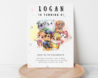 Editable Paw Party, Heroic Pups Invitation, Puppy Invite, Editable And Printable Instant Download