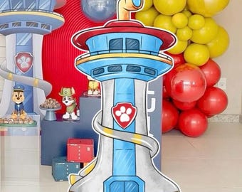 Heroic Pups Tower Cutout: Pawty Decorations, Stand Up Prop (Digital Download)