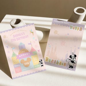 Rainbow Minnie & Mickey Birthday Invitation, Happiest Birthday On Earth Invite, Girls Pink Party Theme, Editable Printable INSTANT DOWNLOAD