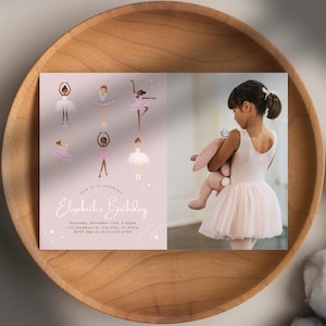 Mädchen Rosa Ballerina-Geburtstagseinladung, druckbare Ballett-Prinzessin Geburtstagskarte bearbeitbar, sofortiger Download