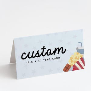 Editable Cinema Party Food Card Labels, Movie Night Theme Birthday Party, Editable Printable Digital Template, Instant Download