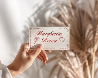 That’s Amore Hand-Drawn Food Label, Pizzeria Party Tent Card, Editable Template, Instant Digital Download