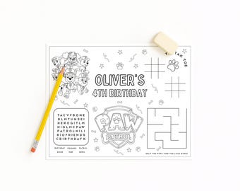 Heroic Pups Coloring Page: Editable Paw Party Favors (Digital Download, 11x8.5in)