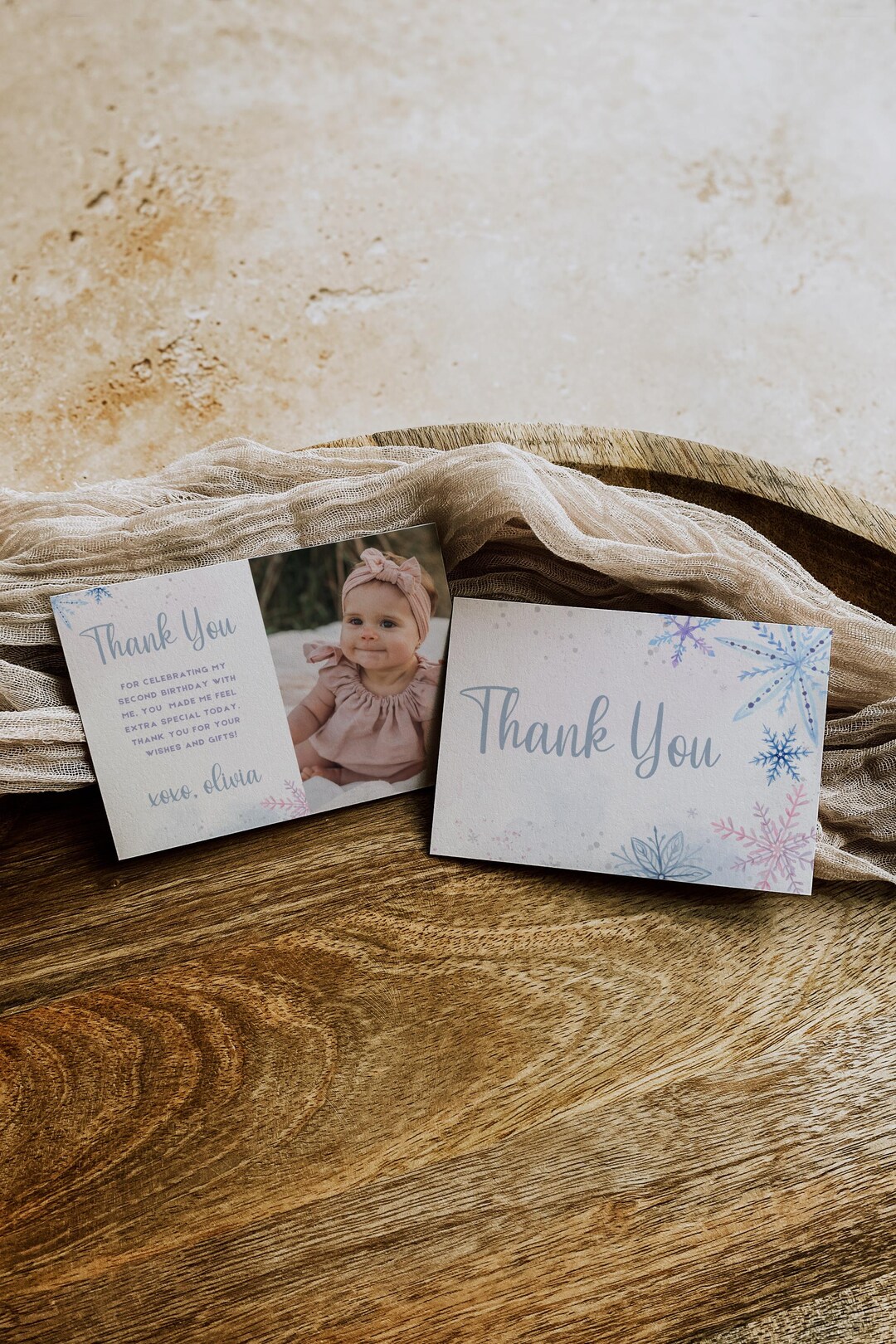 Snowflake Thank You Card Template, Winter Wonderland Party Decorations ...