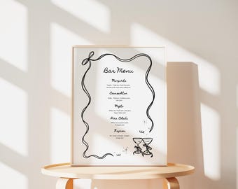 Vintage Coquette Beverage Menu Template: Whimsical Party (Digital Download 8x10" Canva Template)