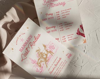 Retro Cowgirl Bachelorette Invitation, Last Ride Shower Invite, Editable Printable Template (Digital Download)